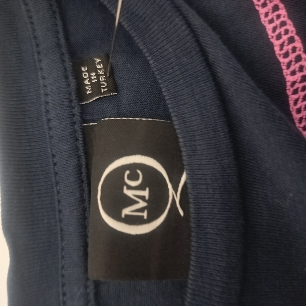 McQ Alexander McQueen Sleeveless Top Navy Pink Contrast Stitch Crew Neck Small. - Picture 5 of 7